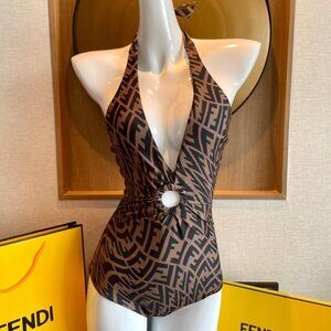 Fendi Brown and Black Bikini Set